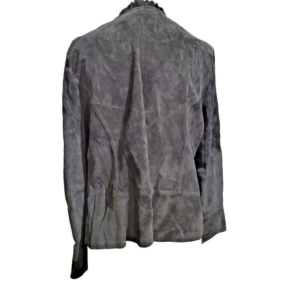 True Grit Genuine Leather Ruffle Edge Jacket Sz L Long Sleeve View 2